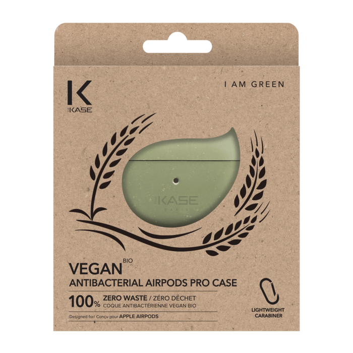 Vegan Bio 100% Zero Waste Antibacterial Case for Apple AirPods Pro, Olive Green