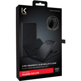 &Eacute;tui et Coque slim magn&eacute;tique 2-en-1 GEN 2.0 pour Huawei P20 Lite, Noir