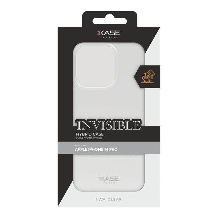 Coque hybride invisible pour Apple iPhone 14 Pro, Transparente