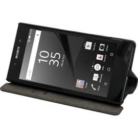 Flip case with credit card slots & stand for Sony Xperia Z5, Black