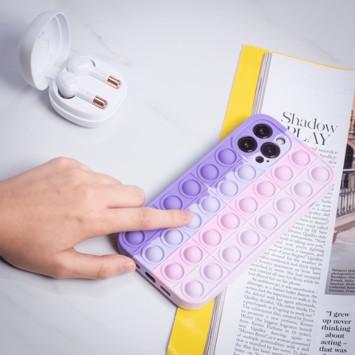 Coque Popping Bubble pour Apple iPhone 12 Pro Max, Bleu Vert