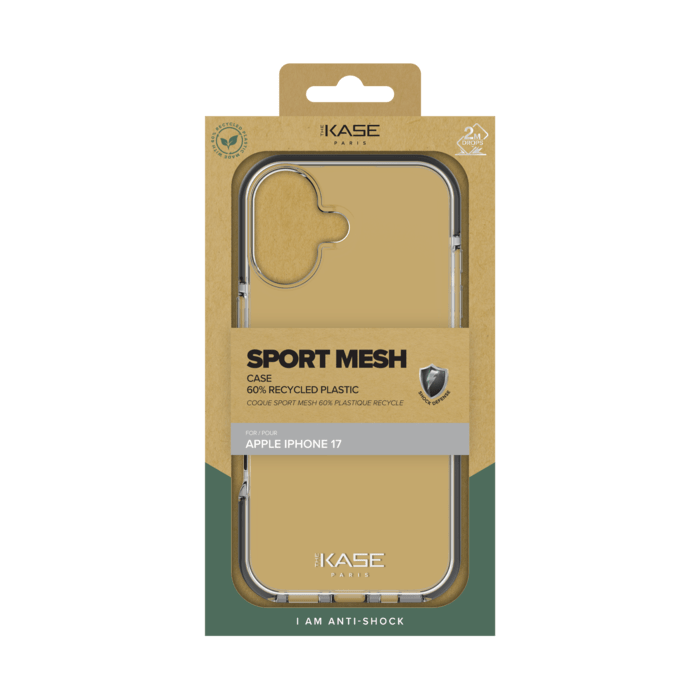 Coque Sport mesh pour 60% de plastique recycl&eacute; Apple iPhone 17, Noir