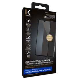 Protection d'&eacute;cran en verre tremp&eacute; Bord &agrave; Bord Incurv&eacute; pour Samsung Galaxy A70 2019, Noir