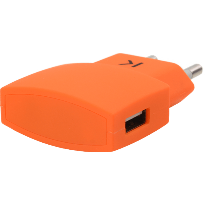 Universal Mono USB Charger (EU) 1A, Vibrant Orange