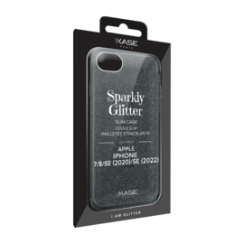 Coque slim pailletée étincelante pour Apple iPhone 7/8/SE 2020/SE 2022, Noir