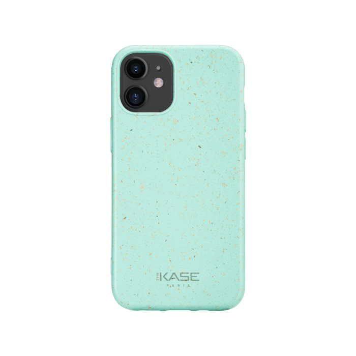 Coque antibact&eacute;rienne vegan bio 100 % z&eacute;ro d&eacute;chet pour Apple iPhone 12 mini, Vert Brumeux