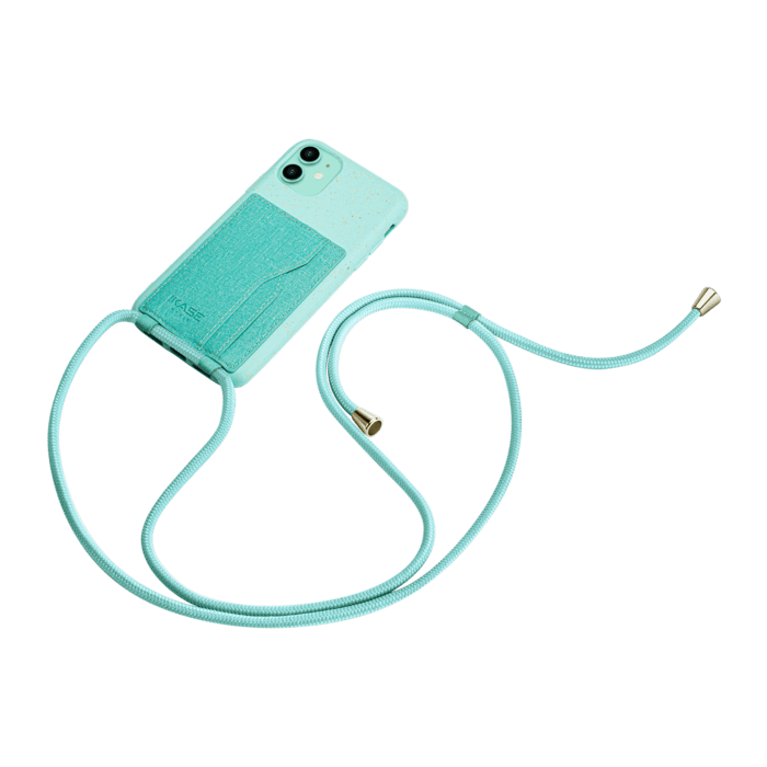 Coque antibactérienne Vegan bio en bandoulière pour Apple iPhone 11, Vert brumeux