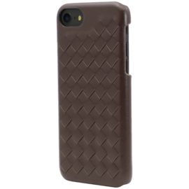 Coque en cuir v&eacute;ritable Treccia pour Apple iPhone 6/6s/7/8/SE 2020, Marron