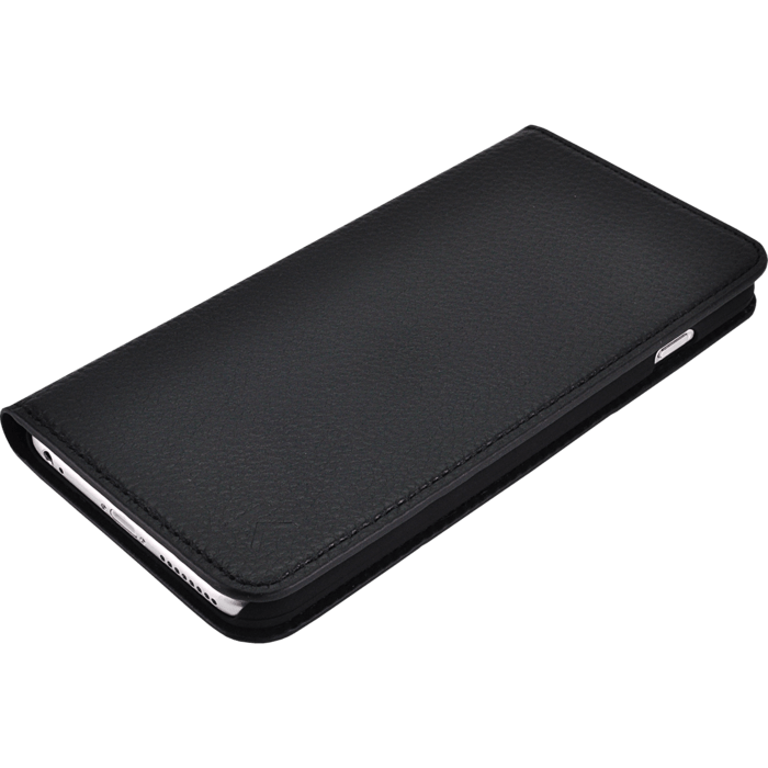 Étui portefeuille en cuir véritable pour Apple iPhone 6 Plus/6s Plus, cuir de Veau Shrunken Noir
