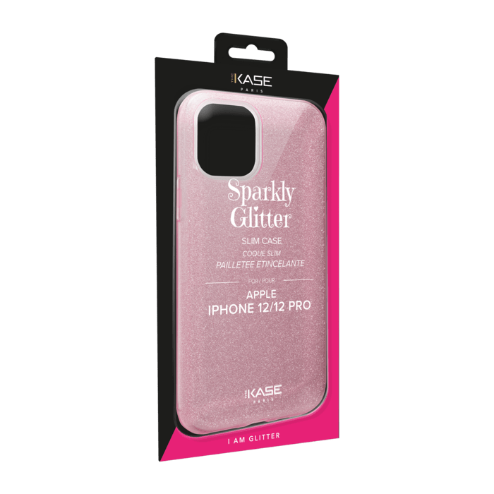 Coque slim&nbsp;paillet&eacute;e &eacute;tincelante pour Apple iPhone 12/12 Pro, Or Rose