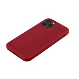 Coque en Su&egrave;de Alcantara pour Apple iPhone 12/12 Pro, Rouge rubis