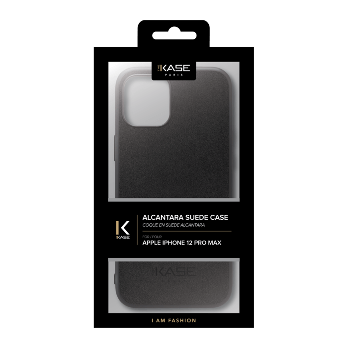 Coque en Su&egrave;de Alcantara pour Apple iPhone 12 Pro Max, Noir Minuit