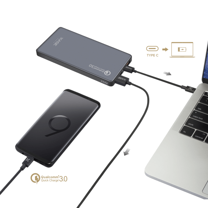 Batterie Externe PowerHouse Ultra Slim GEN 2.0 10 000mAh (37Wh), Gris Sidéral