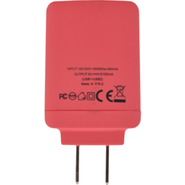 Case Universal Dual USB Charger (US) 3.1A, Coral