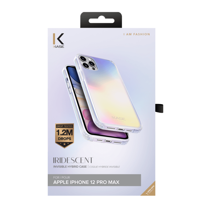 Coque hybride invisible iridescente pour Apple iPhone 12 Pro Max, Iridescente