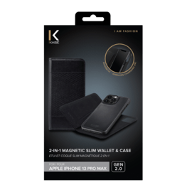&Eacute;tui et Coque slim magn&eacute;tique 2-en-1 GEN 2.0 pour Apple iPhone 13 Pro Max, Noir