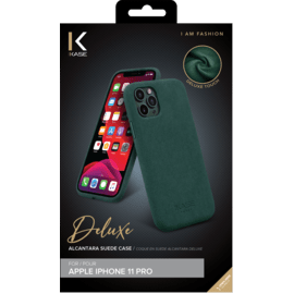 Coque en Su&egrave;de Alcantara Deluxe pour Apple iPhone 11 Pro, Vert minuit
