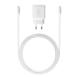 Chargeur mural PowerPort Speed LITE 20 W double USB UE + câble de charge/synchronisation rapide USB-C vers USB-C, blanc