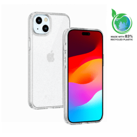 Coque hybride étincelante invisible GEN 2.0 83% de plastique recyclé pour Apple iPhone 15 Plus, Transparente