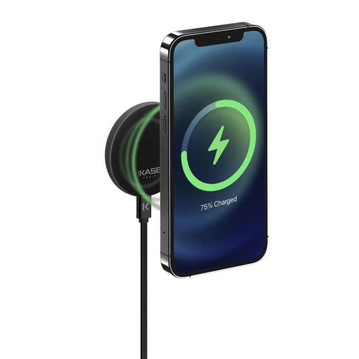 Chargeur de voiture sans fil d&eacute;tachable 2-en-1 (15W), Noir Carbone