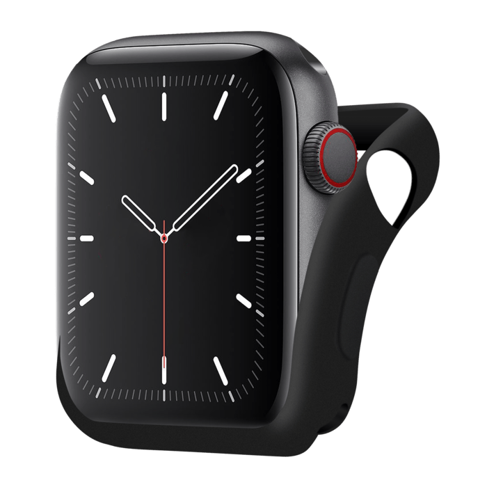Coque en gel de silicone doux pour Apple Watch Series 4/5 44mm, Noir satin