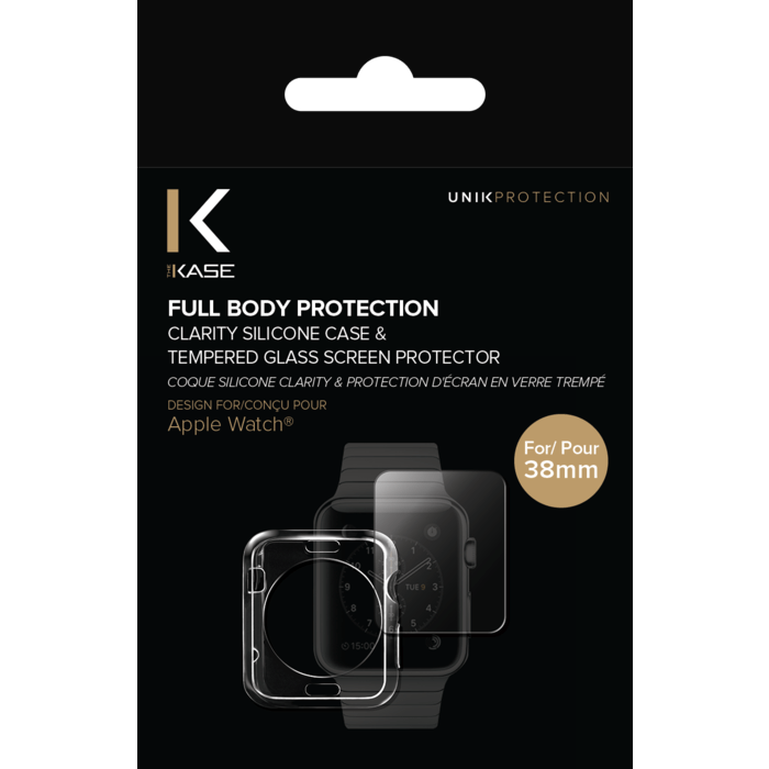 Clarity Coque Silicone & Protection d'&eacute;cran en verre tremp&eacute; pour Apple Watch (38mm)