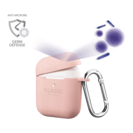 Coque antibact&eacute;rienne vegan bio 100 % z&eacute;ro d&eacute;chet pour Apple AirPods, Rose rhubarbe