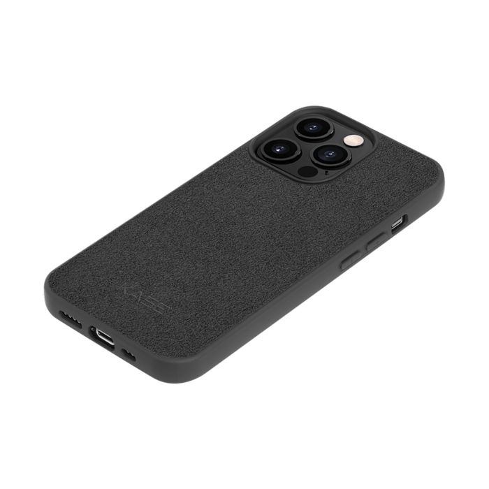 Coque en Su&egrave;de Alcantara pour Apple iPhone 13 Pro, Minuit Noir