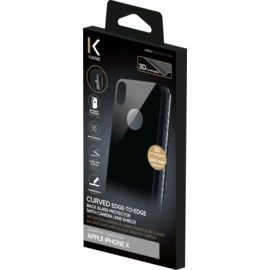 Protection arri&egrave;re en verre tremp&eacute; bord &agrave; bord incurv&eacute; (avec protecteur objectif cam&eacute;ra) pour Apple iPhone X, Noir