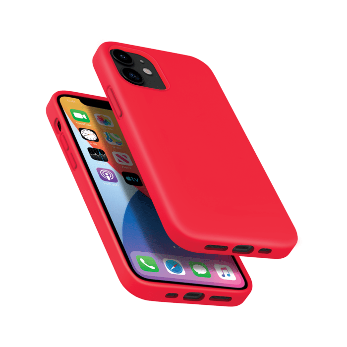 (O) Anti-Shock Soft Gel Silicone Case for Apple iPhone 12 mini, Fiery Red