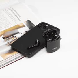 &Eacute;couteurs sans fil Sonik Lite On-Ear avec bo&icirc;tier de chargement, Noir de jais