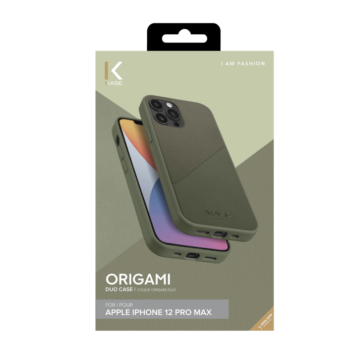 Coque Origami duo pour Apple iPhone 12 Pro Max, Vert camouflage
