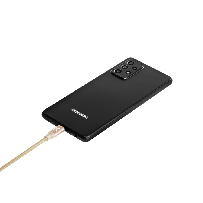 C&acirc;ble USB 3.2 Gen 2 charge rapide USB-C vers USB-A m&eacute;tallis&eacute; tress&eacute; Charge/sync (1M), Or