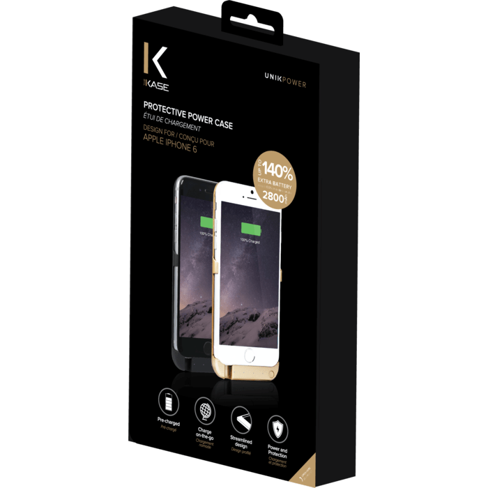 Coque Batterie 2800 mAh pour Apple iPhone 6/6s, Or