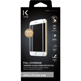Protection d'écran en verre trempé (100% de surface couverte) pour iPhone 6/6s, Blanc