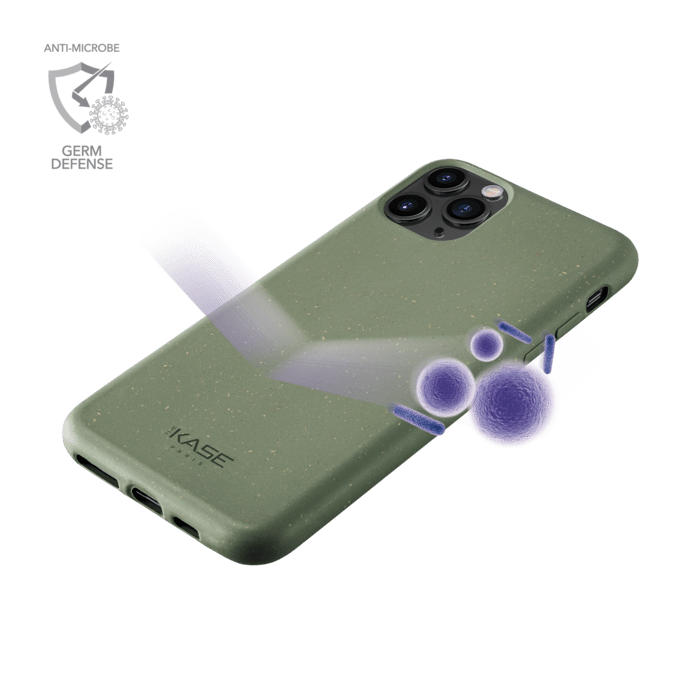 Coque antibact&eacute;rienne vegan bio 100 % z&eacute;ro d&eacute;chet pour Apple iPhone 11 Pro, Vert Basilic