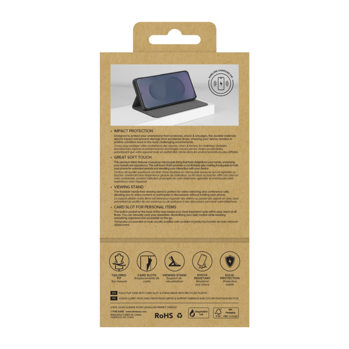 Coque clapet folio avec fente pour cartes & support pour Samsung Galaxy S25+, Noir