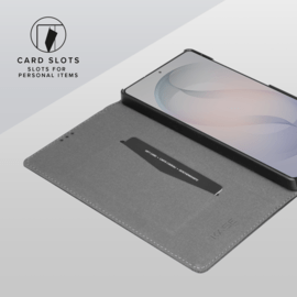 Coque clapet folio avec fente pour cartes & support fabriqu&eacute; avec &eacute;tui en plastique recycl&eacute; Pour Samsung Galaxy S26 Ultra 5G, Noir