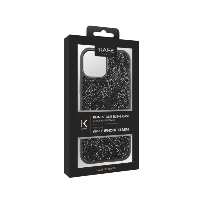 Coque Bling Strass pour Apple iPhone 13 mini, Noir Minuit