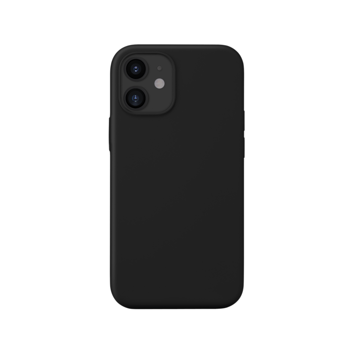 (O) Coque antichoc en gel de silicone doux pour Apple iPhone 12 mini, Noir satin