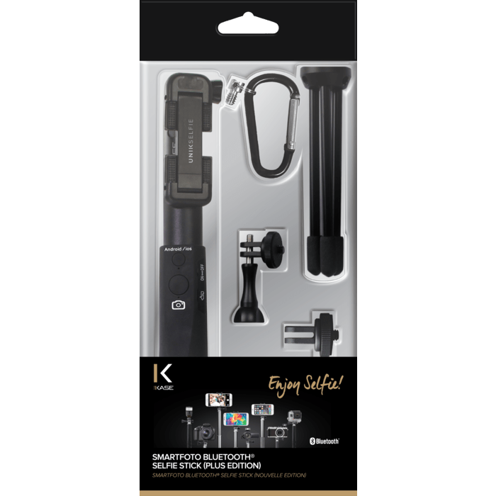 SmartFoto Bluetooth Selfie Stick (Nouvelle Edition), Noir
