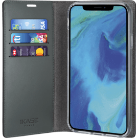 Case Diarycase Genuine Leather flip case with magnetic stand for Apple iPhone XR, Lizard Black