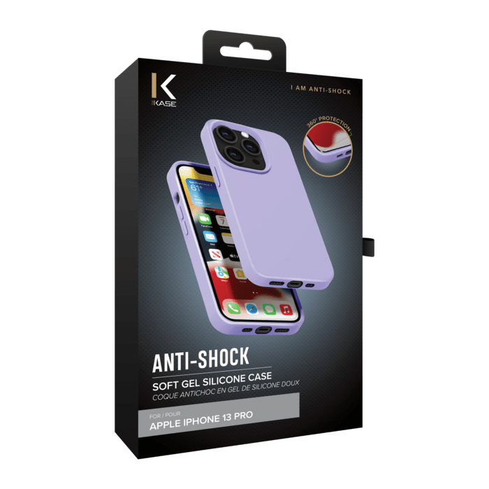 Coque antichoc en gel de silicone doux pour Apple iPhone 13 Pro, Violet Lilas