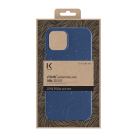 Coque antibact&eacute;rienne vegan bio 100 % z&eacute;ro d&eacute;chet pour Apple iPhone 12/12 Pro, Bleu