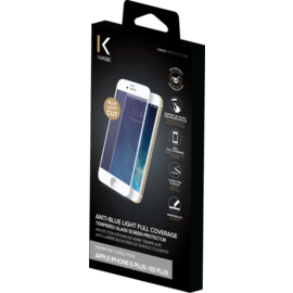 Protection d'&eacute;cran en&nbsp;verre&nbsp;tremp&eacute; avec Anti-lumi&egrave;re bleue (100% de surface couverte) pour iPhone 7 Plus, Blanc