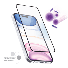 Protection d’écran antibactérienne en verre trempé ultra-résistant à bords incurvés pour Apple iPhone 15 Pro Max, Noir