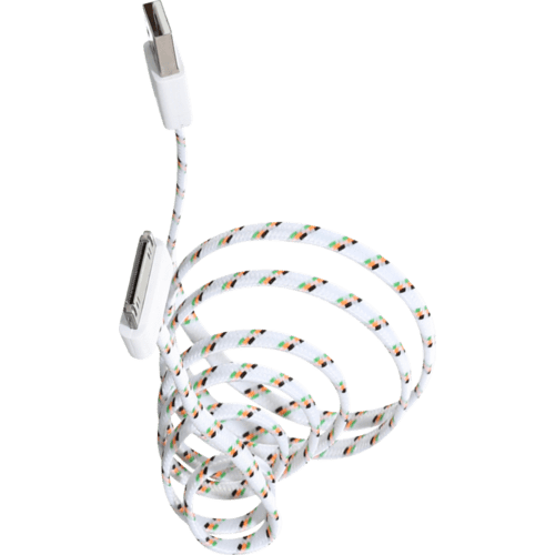 Câble plat 30 broches vers USB (1m) en nylon, Blanc