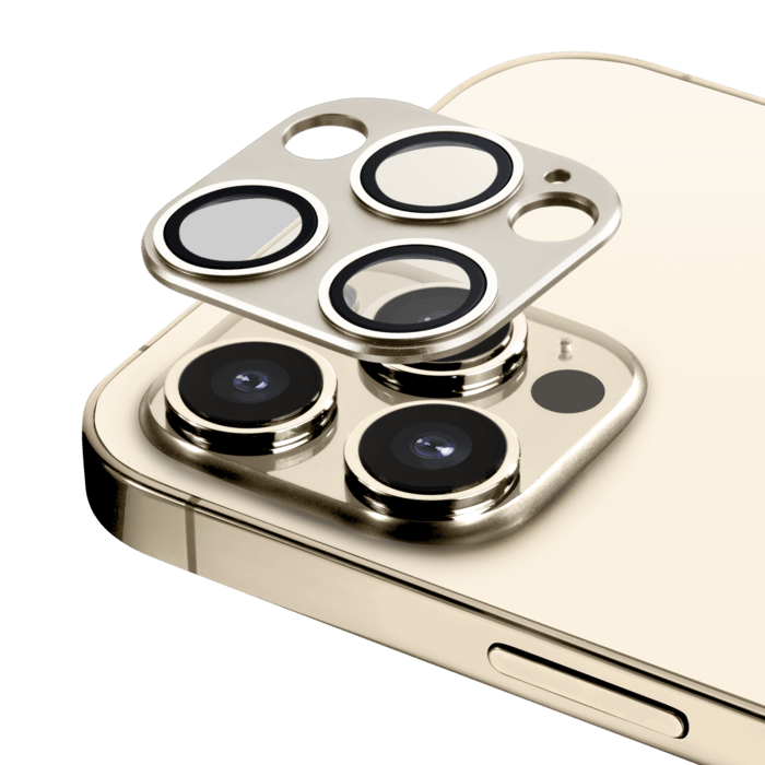 Protection en alliage métallique des objectifs photo pour Apple iPhone 12 Pro, Or Platine