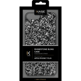 Étui en strass Bling pour Apple iPhone 6 Plus / 6s Plus / 7 Plus / 8 Plus, Midnight Black & Silver