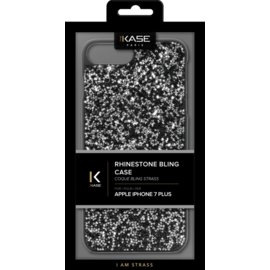 &Eacute;tui en strass Bling pour Apple iPhone 6 Plus / 6s Plus / 7 Plus / 8 Plus, Midnight Black & Silver